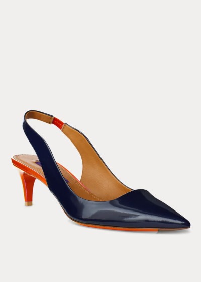 Bombas Ralph Lauren Mujer Azul Marino / Naranjas - Cleo Two-Tone Calfskin - IAMLW3954